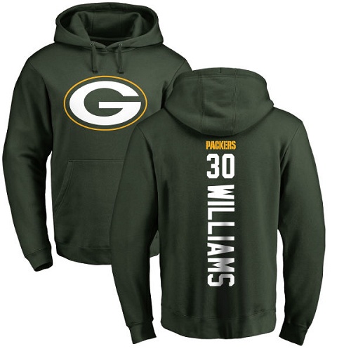 Men Green Bay Packers Green 30 Williams Jamaal Backer Nike NFL Pullover Hoodie Sweatshirts